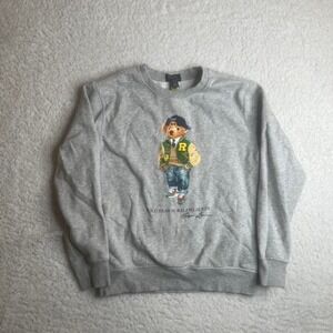 Polo bear kids grey polo Ralph Lauren crew neck sweatshirt soft 10/12